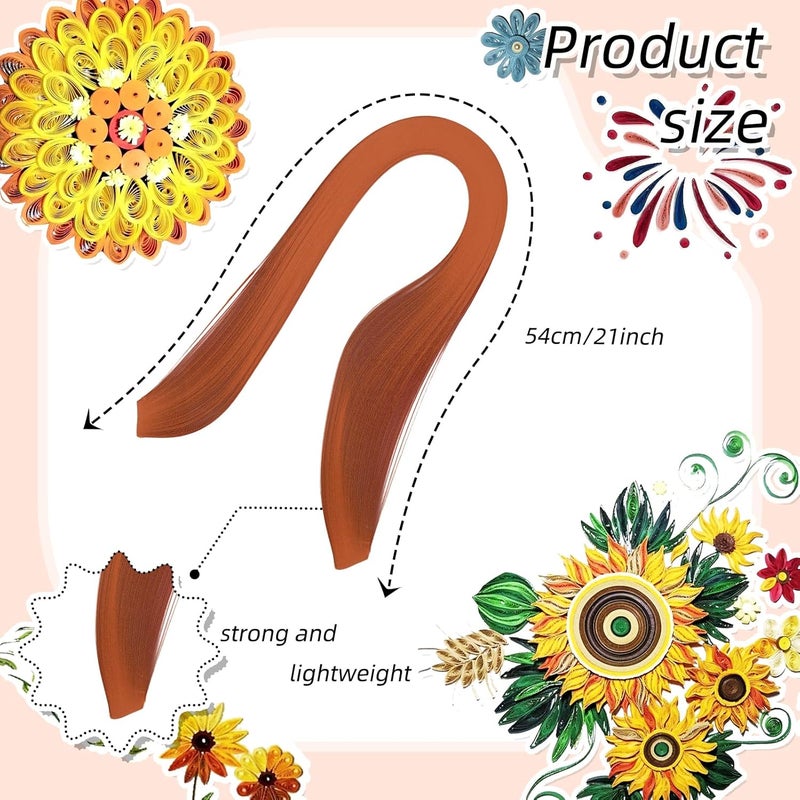 silllule 360Pcs Paper Quilling Strips 3mm (1/8inch) Width 54cm (21inch) Length Strips Quilling Art Paper, Single Color Quilling Strips Paper for Art,Parper Craft Decorating,Paper Hand Craft (Orange Red) - Image 2